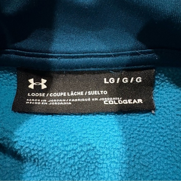 UNDER ARMOUR Fleece Quarter Zip Sweatshirt Sz L Blue Topaz Sweater Athletic - Picture 8 of 9